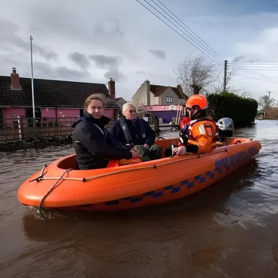 BARB Search & Rescue Crew & Public In Rigiflex During Flood Relief Work